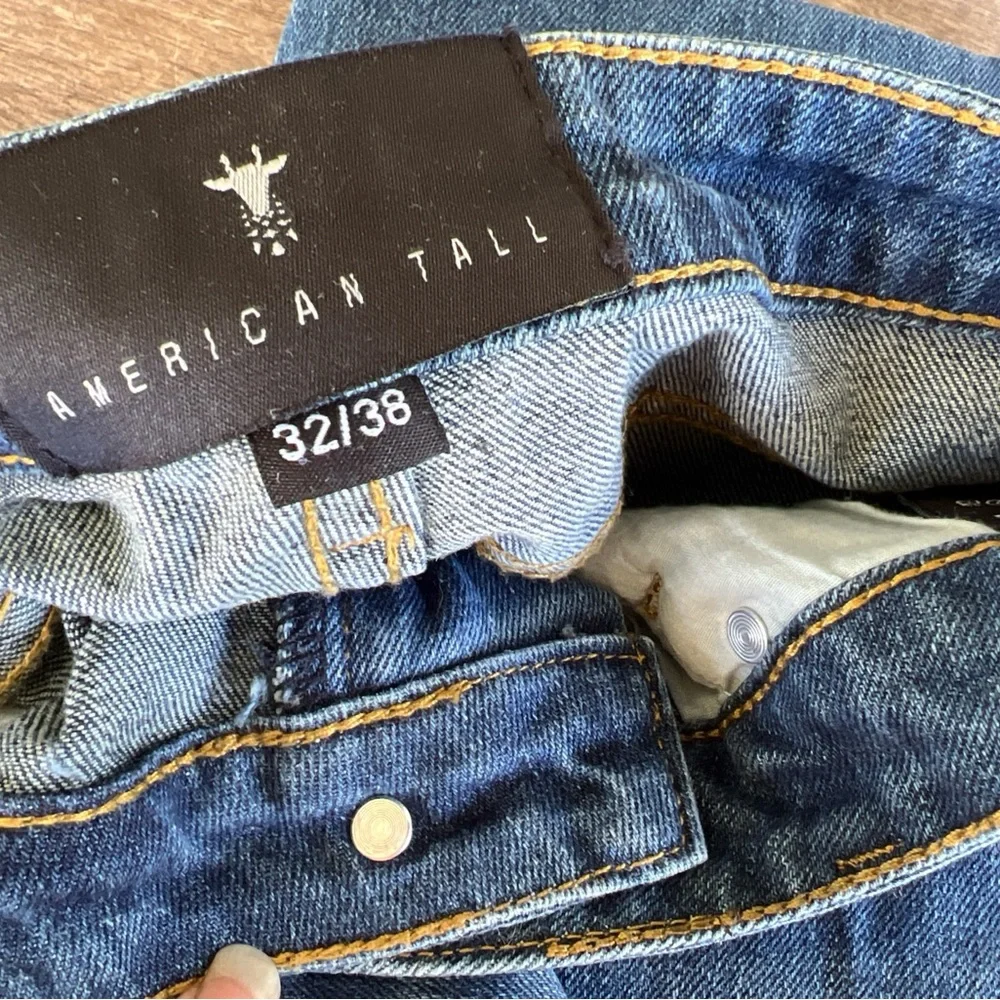 American Tall Jeans Mens Sz  32x37 Carmen Faded Mid Rise Tapered Stretch Denim